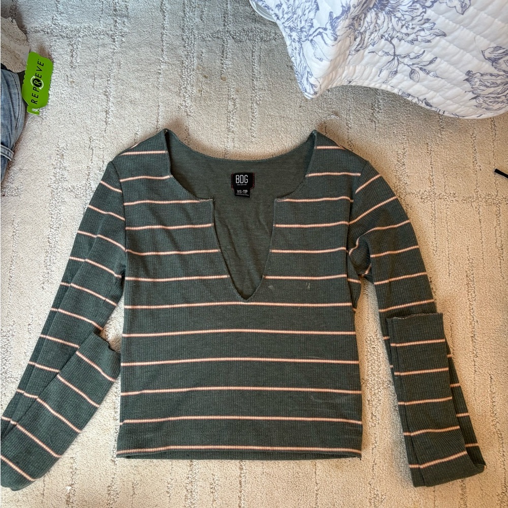 BDG Olive Green Long Sleeve Top